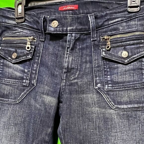 7 for All Mankind‎ Women's Jeans Straight Leg Low Rise Zip Pockets Blue Size 27 - Picture 5 of 9